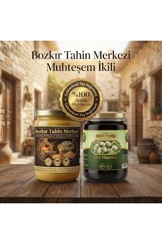 Bozkır Tahin Merkezi Muhteşem İkili Altın Susam Kavrulmus Tahin 600 Gr - Dut Pekmezi 800 Gr Katkısız