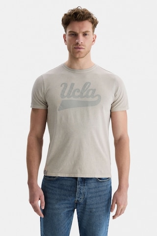 Ucla Margan Gri Bisiklet Yaka Baskılı Erkek Tshirt Gri
