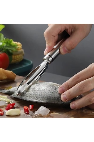 Sn-29726 Profesyonel Paslanmaz Çelik Balık Pulu Kazıyıcı Ve Çok Amaçlı Sebze Oyacağı 230mm