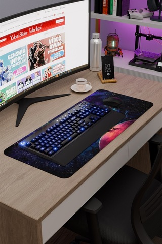 Dijital Evrende Köpek Ve Adam V4 70x30 Xl Gaming Kauçuk Kaymaz Taban Mouse Pad Fare Altlığı