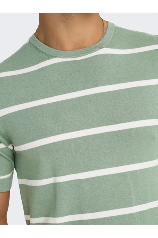 Only & Sons Onswyler Lıfe Reg 14 Ss Strıped Knıt Erkek Yeşil Kazak - Os22032764 Yeşil