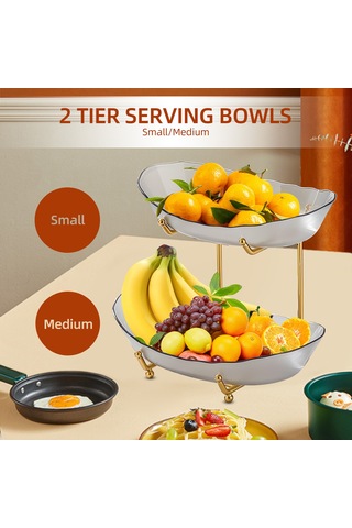 Qingmipy Çok Katlı Akrilik Meyve Sepeti, Metal Ayaklı Sunum Ve Saklama Çözümü Gri