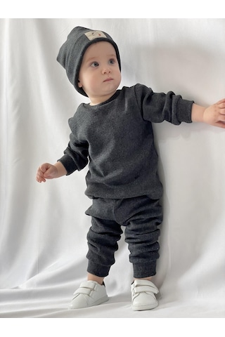 MiaBaby Bereli Üçlü Takım 001 Antrasit