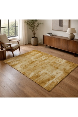 Kartela Halı Vintage Halı Kaymaz Taban Makinede Yıkanabilir Halı Hardal Sarısı - 100 X 150 Cm