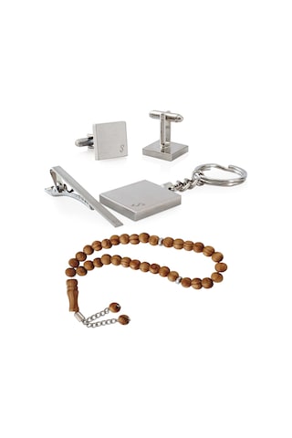 Zekupp Ş Harfli Kol Düğmesi. Anahtarlık.  Kravat Tutucu ve Tespih.