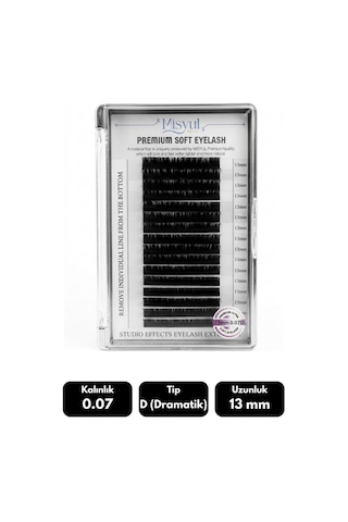 Misyul 0.07d Dramatik Kıvrım 13 Mm Soft Eyelash Doğal İpek Kirpik 16'lı