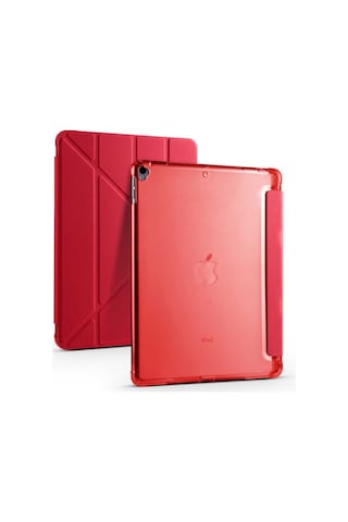Apple Uyumlu iPad 10.5 Inc 7. Nesil Kılıf Kalemlikli Premium Standlı Katlanabilir Kılıf Trifolding Kılıf