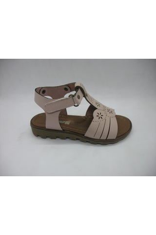 Raduno 0329 Doğal Deri , Çiçekli Kız Çocuk Pembe Sandalet 26-30 Pembe