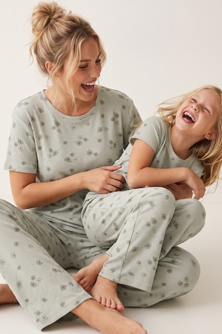 Siyah İnci Pamuklu Fitilli Kaşkorse Örme Pijama Takım 26120402 Yeşil