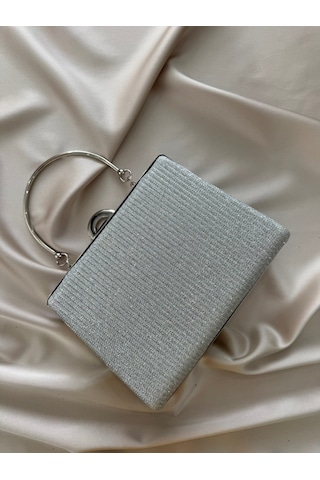 Öznora Kadın Gümüş Simli Abiye, Clutch Gece Çantası Std