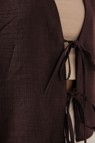 Hiccup Bdart Keten Karışımlı Bağlama Detaylı Uzun Kollu Kimono Mocha Kahvesi