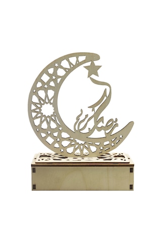 Xiyyadms Ahşap Aydınlatmalı Ramazan Ayı Heykeli - Dekoratif Led Lehim Ürünü - Jm01932 Modeli Pil Dahil Değil Diğer