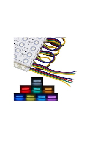 12 Volt 0.72 Watt 3'Lü Samsung RGB Mercekli Modül Led (10 Adet)
