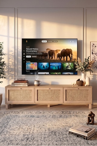 Dune Tv Ünitesi Sehpası Ahşap Ayaklı 3 Ahşap Jüt Kapaklı 180cm Sepet-jüt Dn2-sj Kahverengi
