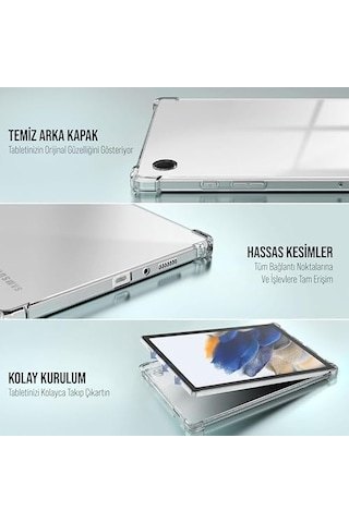 Galaxy Uyumlu Tab A9 X110/Galaxy Uyumlu Tab A11 Tablet Kılıf Şeffaf Silikon Arka Kapak