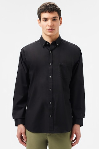 Lacoste Men's Regular Fit Button-down Cotton Shirt Erkek Düğmeli Yaka Pamuklu Gömlek Siyah Lacivert