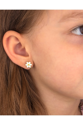 Bymoreelsesilver 925 Ayar Gümüş Papatya Çocuk Küpesi