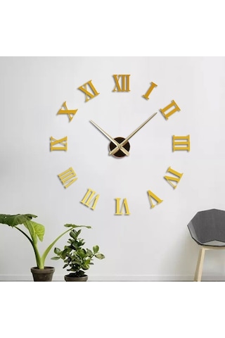 Büro Ev Ofis Hediyesi İçin 60-120cm Golden Roma Rakam Uygulama Duvar Saati Diğer