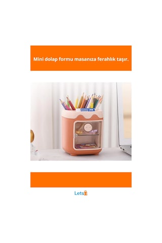 Mini Dolap Tasarımlı Kalemlik Masa Düzeni İçin Eğlenceli Çözüm Çok Renkli