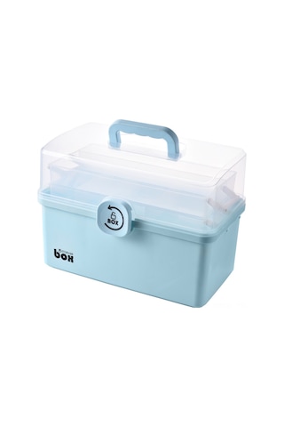 Tenfowee Evde Kullanım İçin İdeal Büyük Kapasiteli Taşınabilir İlaç Kutusu, Dayanıklı Ve Pratik. Çocuklar İçin Güvenli, Mavi Renk, 29x16x15.7 Cm. Mavi