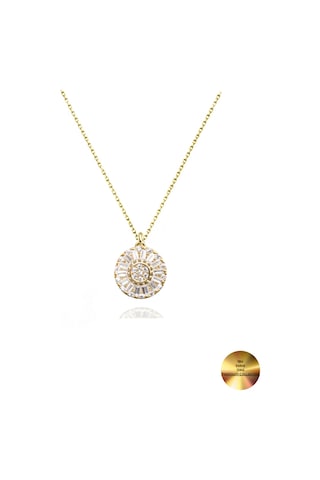 Brezza Lusso Jewelry 18k Serie Oro Baget Halka Minimal Kadın Gümüş Kolye 45 CM 45 CM