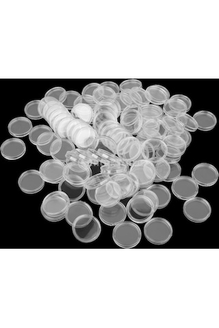 Suntek 100 Adet Temizle Coin Kapları Konteynerler Kutuları 20mm