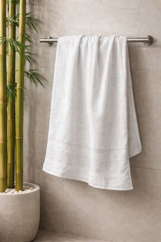 Bambu Banyo Havlusu Beyaz Otel Tipi - 70 X 140 - Lüks Bambu Havlu Bambu Ağacı Jakarlı