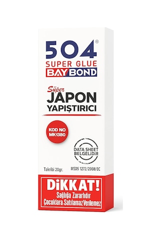 504 Süper Japon Yapıştırıcısı, 20 Gr, Ultra Jel, Ahşap, Mdf, Plastik, Metal, Cam, Kauçuk, Deri İçin Hızlı K