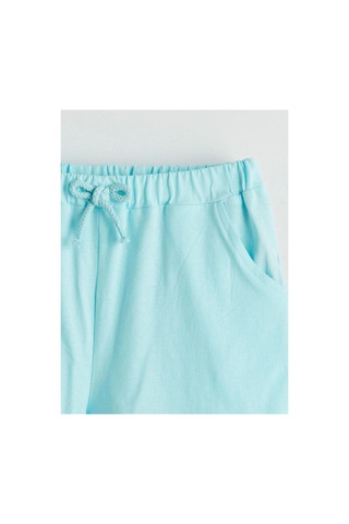 Lc Waikiki Lcw Kids Mavi Beli Lastikli Kız Çocuk Şort Aqua Green