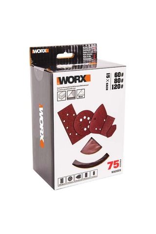 Worx Wa2028 60 80 120 Kum Metal ve Ahşap 75 Adet Cırtlı Zımpara Kağıdı