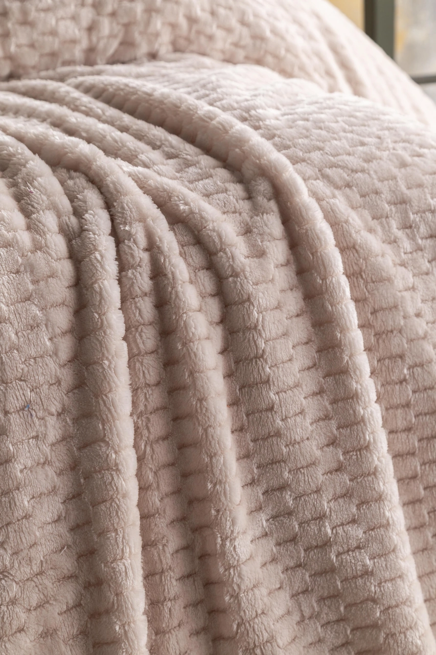 Çift Kişilik Trusty Ekru Jakar Desen Battaniye 200x220 Cm Ekru