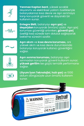 Xiaomi Mi Robot Vacuum Mop P Uyumlu Batarya 3500mah