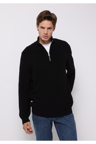 Colin's Colins Regular Fit High Neck Jakarlı Erkek Siyah Kazak Cl1076440 Q1.v2 Blk Siyah