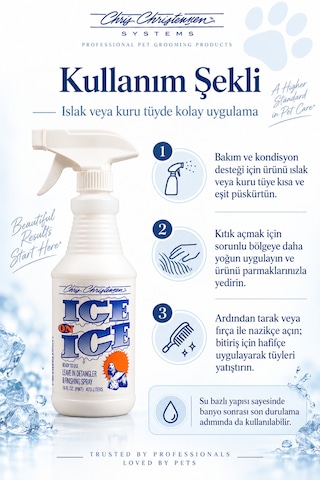 Chris Christensen Systems Ice On Icekedi Ve Köpek Kıtık Açıcı Bakım Ve Bitiriş Spreyi 473 Ml