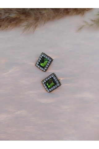 Hdmarketim Swarovski Yeşil Renkli Işıltılı Taşlı Sallantılı Küpe Çok renkli