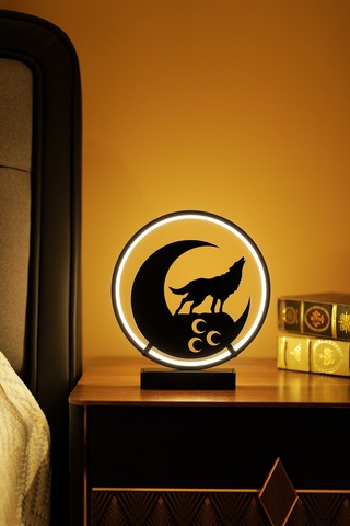 Bozkurt Ve Üç Hilal Metal Led Masa Lambası Dekoratif Işıklı Gece Lambası Türk Motifli Tasarım Aykurt