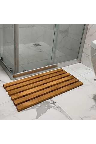 Reyo Ahşap İpli Banyo Paspası, Bahçe Balkon Paspası 40x40cm Ahşap