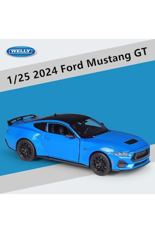 Welly 1:24 2024 Ford Mustang Gt Alaşım Spor Araba Modeli Diecast Metal Araba Blue