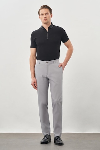 İmza Gri Düz Armürlü Pamuklu Yan Cep Comfort Fit Casual Pantolon 1003245169 Gri
