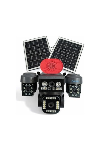 O-kam Ok-337 Premium 12mp 4 Kameralı 4g Çift Solar Panel Aov Güvenlik Kamerası