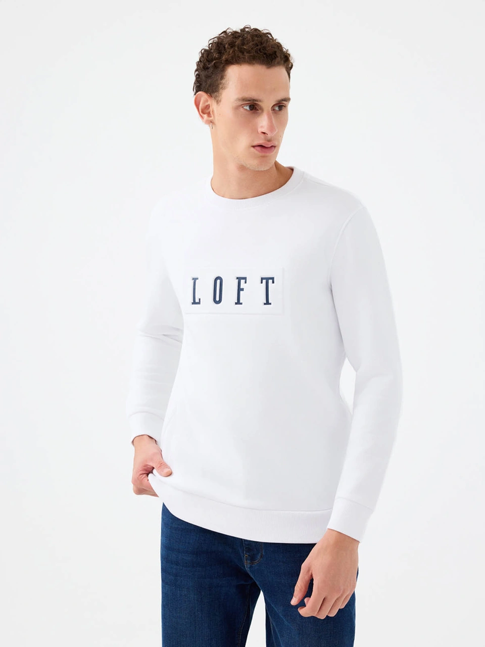 Loft Regular Fit Beyaz Erkek Sweatshirt Lf2041102 Beyaz