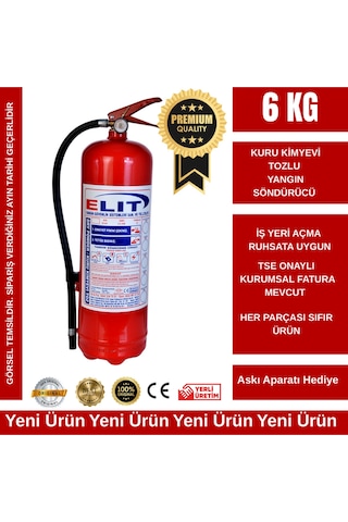 Ruhsat İçin Uygun 6 Kg Kuru Kimyevi Tozlu Yangın Söndürücü + 4 Yıl Tarihli