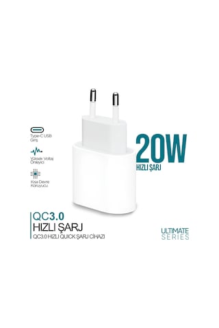İphone 20w Usb-c Hızlı Şarj Adaptörü İphone Uyumlu Pd Güç Başlığı Type-c Şarj Aleti