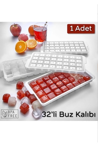 32'lü Küp Buz Kalıbı Bpa Free - 1 Adet Buzluk Çok Renkli
