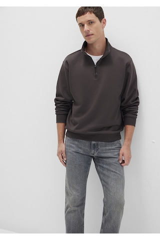 Mavi - Yarı Fermuarlı Siyah Basic Sweatshirt 0s10278-70219 Kahverengi