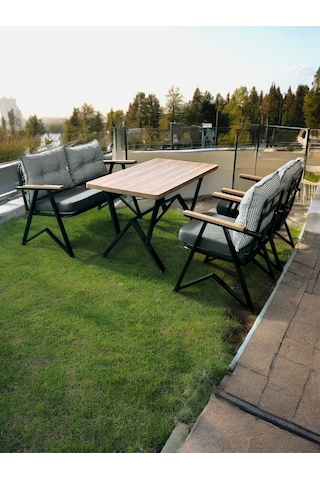 Tu Tienda Melisa 2 1 1 Masa Bahçe Balkon Mobilyası,kazayağı Siyah-Beyaz