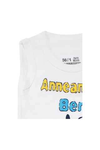 Bebegen Unisex Beyaz Anneannem Beni Çok Seviyor Yazılı Askılı Zıbın Çok Renkli