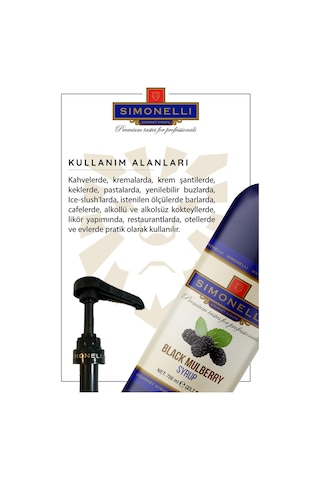 Simonelli Kahve Şurubu ve Kokteyl Şurubu Karadut Aromalı 700 ML + Pompa
