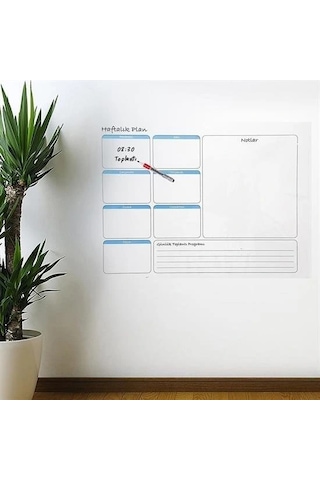 Durukar Haftalık Planlayıcı Manyetik Duvar Stickerı Takvim 56 Cm X 70 Cm