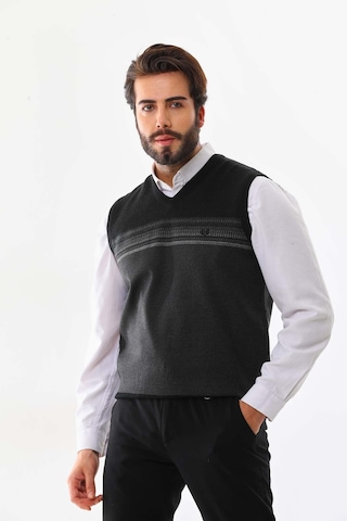 Pelikan Erkek Desenli V Yaka Süveter 9602 Siyah